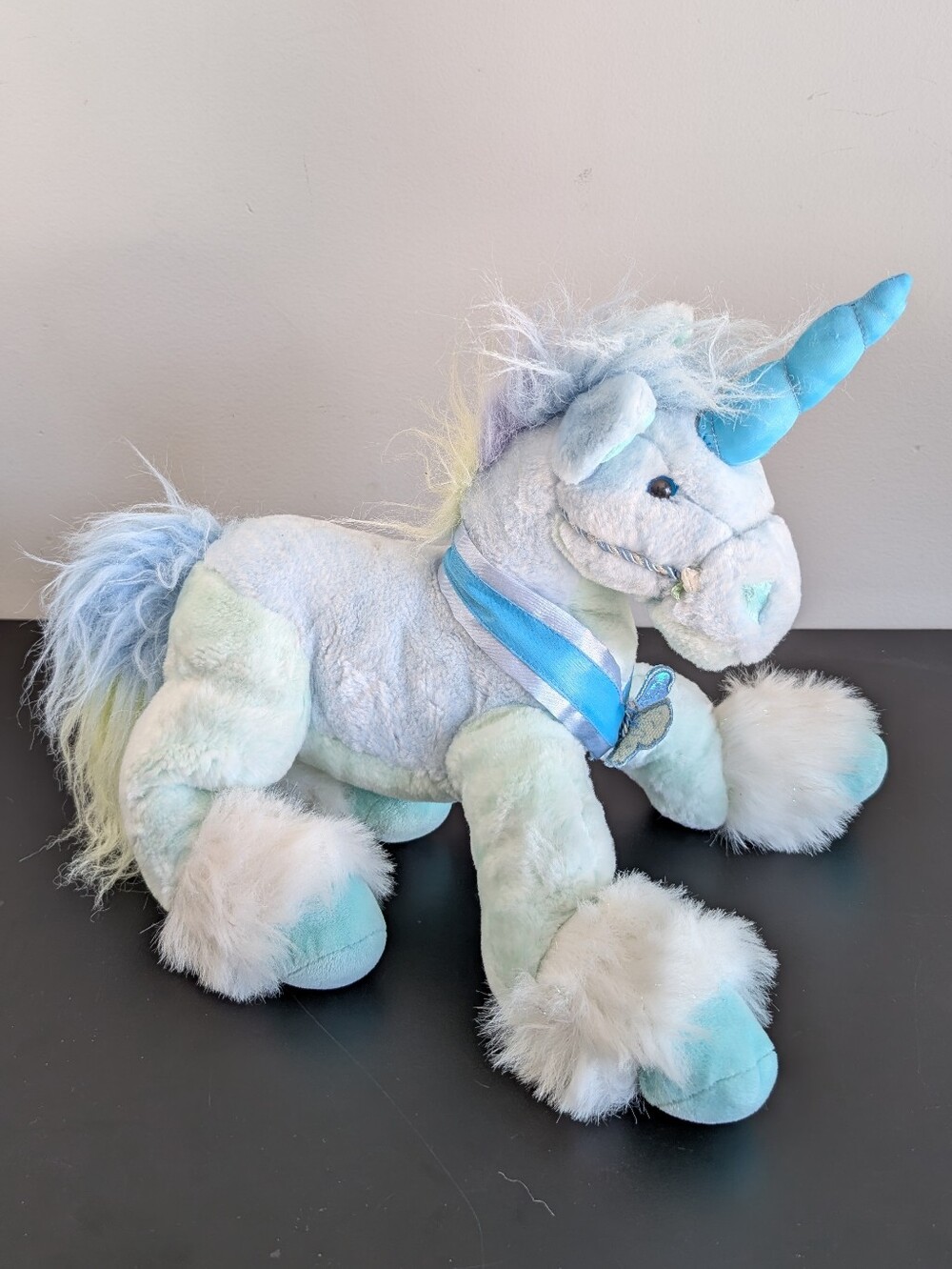 Vintage Animal Alley DARLA Unicorn Plush, 15" Pastel Blue & Green Toys R Us